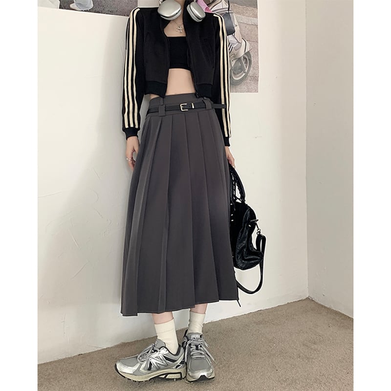 [Shoujo Kaira Series]★Skirt★ 3color Bottoms Pleated Skirt Black Gray Black Gray Slimming Easy to Match SML