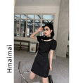 Load image into Gallery viewer, [Hmaimai Series] ★China style dress★ Sexy short sleeve short length cheongsam dress slimming black
