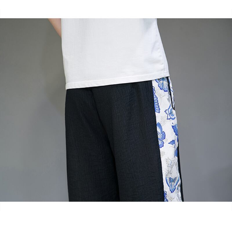 [JUNYI Series]★China style trousers★ 3color bottoms trousers casual pants unisex men's large size switching 3/4 length short length pants