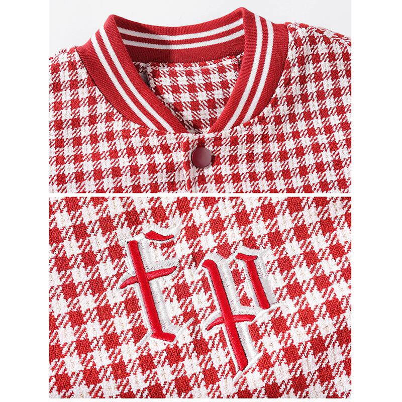 [BIGEMAN Series] ★Stadium jacket★ Plaid pattern 2color Unisex Men's Large size Black Red