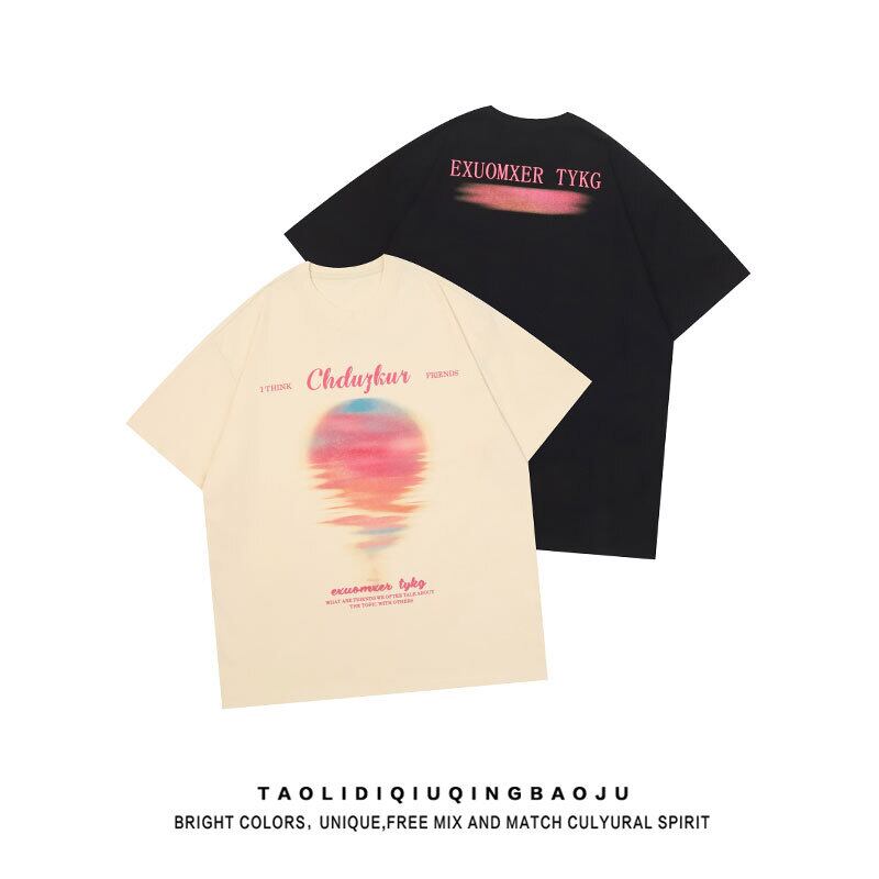 【逃離地球シリーズ】★Tシャツ★ 2color トップス 男女兼用 メンズ S M L XL ファッション 半袖 ブラック アプリコット