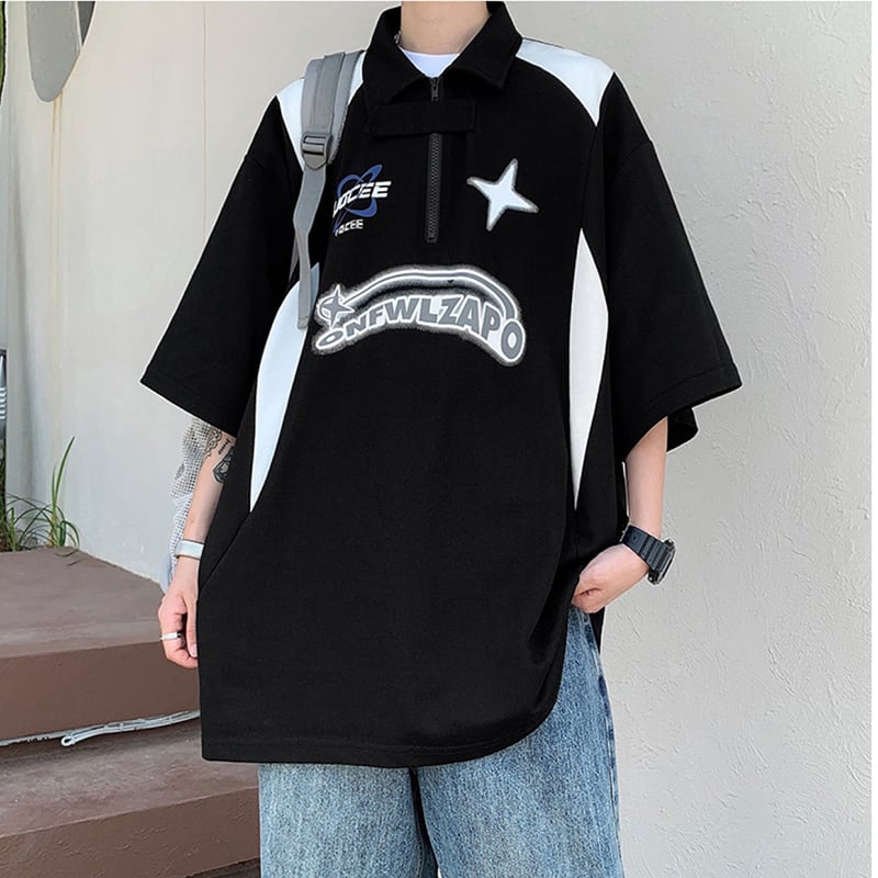 [NANSHI Series]★POLO Shirt★ 2color Tops Unisex Men's ML XL 2XL Black White