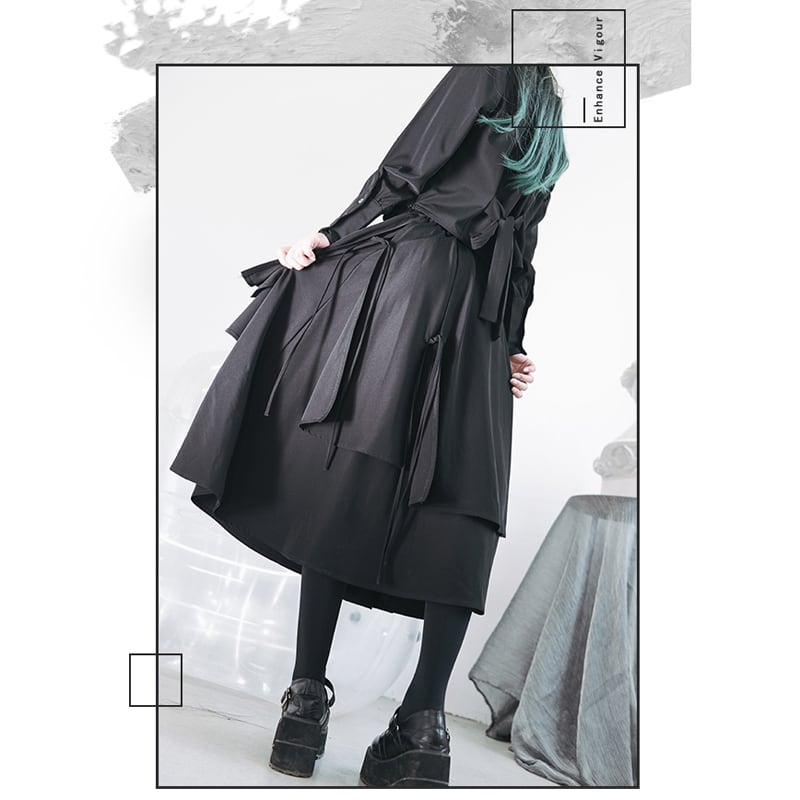 [Kokaisha---Eyeball Rose Series] ★Chinese style skirt★ Bottoms Chinese clothing S M L XL Easy to match Black Black Irregular