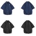 Load image into Gallery viewer, [BIGEMAN Series]★Denim Shirt★ 2color Tops Short Sleeve Shirt Unisex Men's Large Size Black Blue
