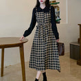 Load image into Gallery viewer, [Dong Xiaojie Series] ★Checked dress★ Large size, fake layered, slimming, retro, cute, easy to match
