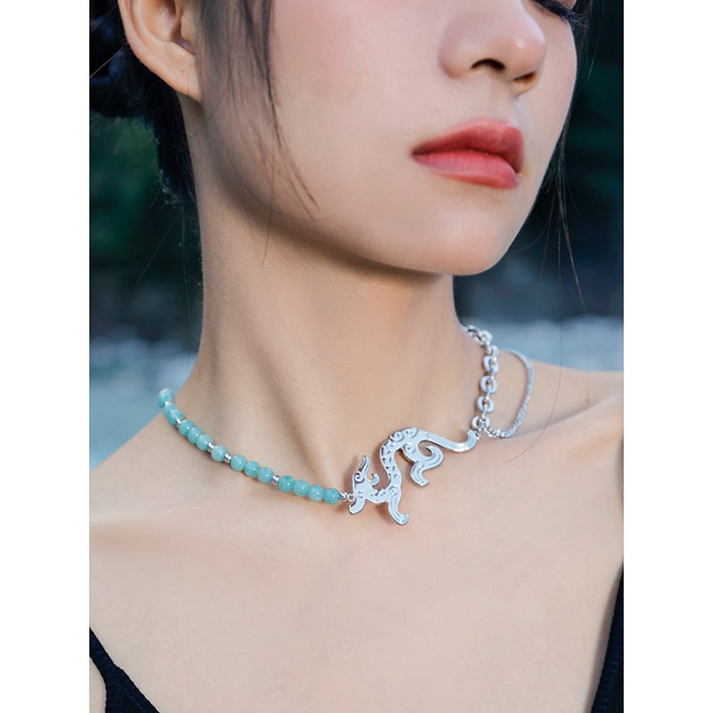 [Xiao Qinglong Shu Series]★China style necklace★ Dragon Chinese style accessories Easy to match for dates and parties