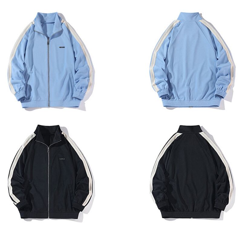 [BIGEMAN Series]★Jacket★ Outerwear 2color Unisex Men's Large Size Vertical Stripes Black Blue Simple