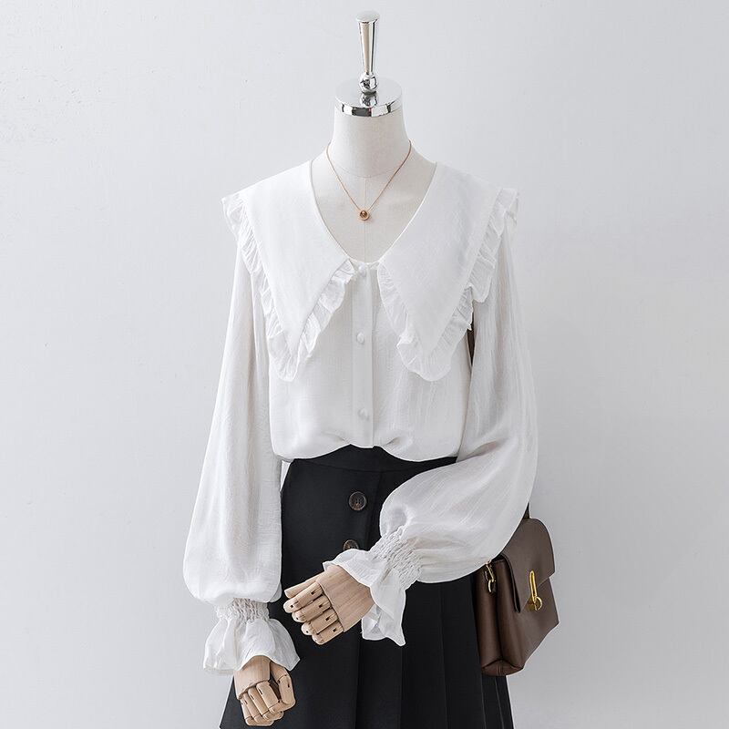 [XIANXIAN Series]★Shirt★ 2color Tops Ladies Commuting Date OL Office Coffee Color White