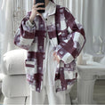 Load image into Gallery viewer, [Hyakuyakuge series] ★Jacket★ 3color outerwear unisex men's plaid pattern brown gray wine red
