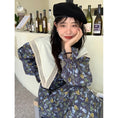 Load image into Gallery viewer, [LLJ Series]★One piece★ Floral pattern dress, long length, cute collar, switching blue, blue, stylish
