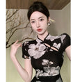 Load image into Gallery viewer, [NANA Series] ★China-style dress★ Improved cheongsam dress, sexy, floral pattern, slit, short sleeves, slimming fit
