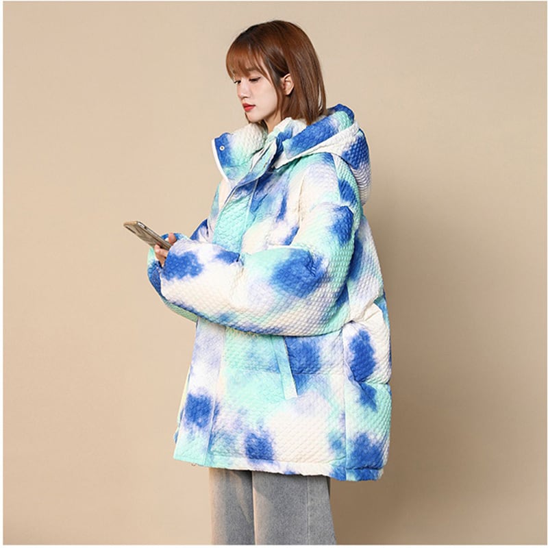 [Morimoto Series] ★Winter Coat★ 3color Cotton Coat Unisex Men's Print Gray Blue Green