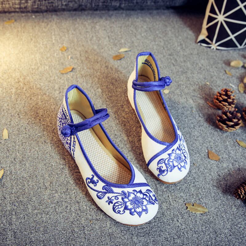 [YUNMENGGE Series]★Embroidered shoes, handmade shoes, Chinese style shoes, ethnic style, canvas, rubber, size 35-41, blue, dyed series