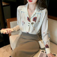 Load image into Gallery viewer, [Kuen Yume Series]★Shirt★ Floral pattern tops Ladies fashion V-neck Improves temperament Chiffon print
