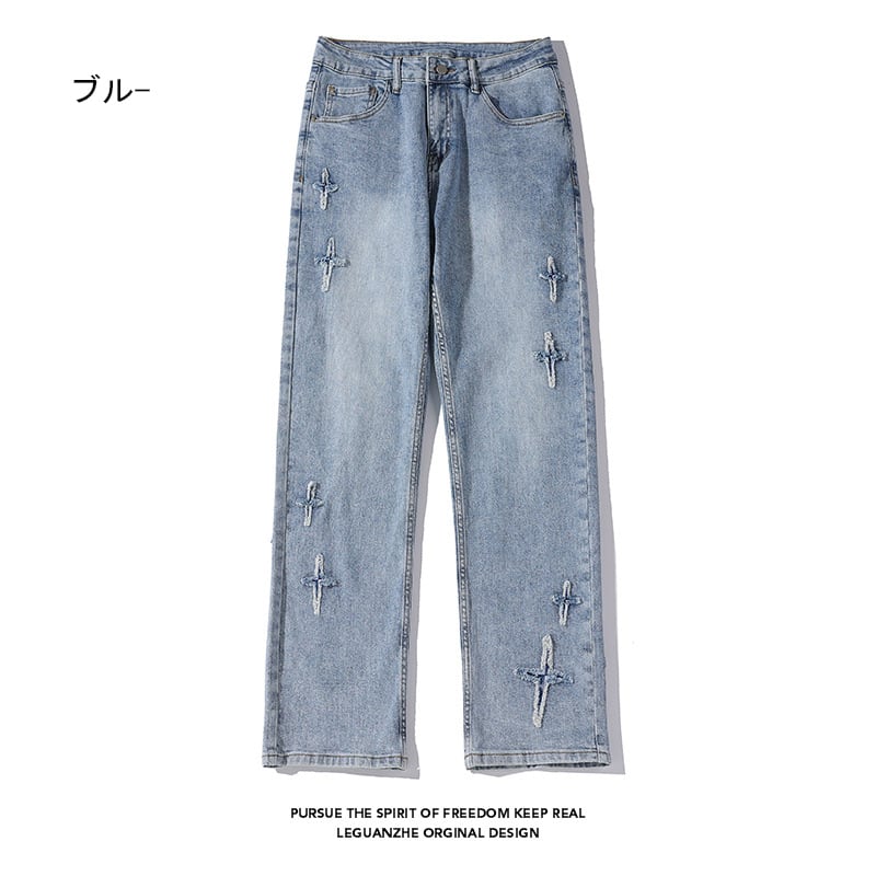 [BIGEMAN Series]★Denim pants★ 2color bottoms pants unisex men's cross retro easy to match