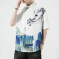 Load image into Gallery viewer, [MOWENZHAI Series] ★China Style Shirt★ Ink Pattern Crane Short Sleeve Shirt Tops Unisex Men's Large Size
