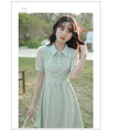 Load image into Gallery viewer, [NANMOSEN Series] ★China style dress★ Short sleeve dress, China button, cute, improves temperament, green
