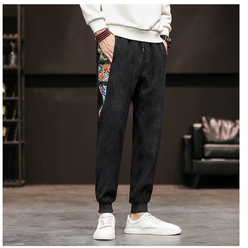 [Kaei Series]★Pants★ 3color Casual Pants Coffee Color Gray Black China Button Print