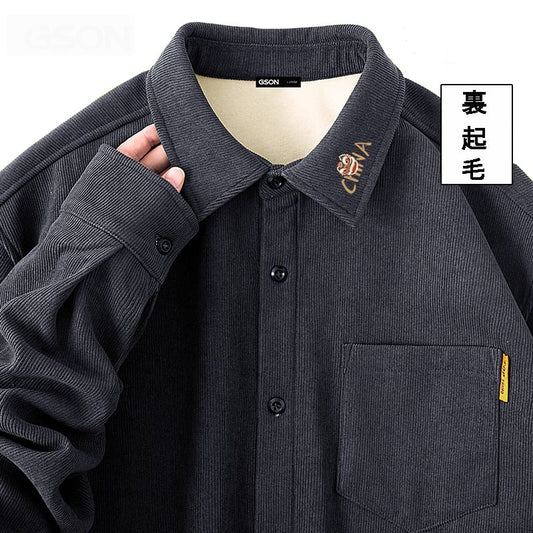 [XINGSHI Series]★China style shirt★ 4color brushed lining thick warm corduroy tops unisex men's large size