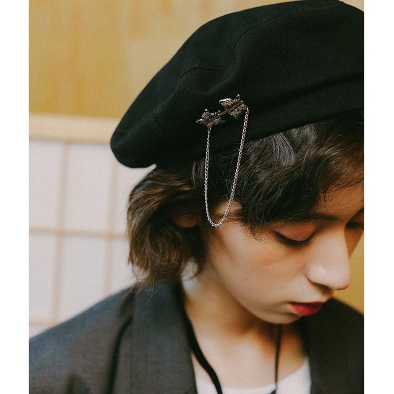 [Yangji Great Dream Series]★Women's Hat★ Beret, Beautifully Wearable, Elegant, Comes with Decorations, Cute, Black