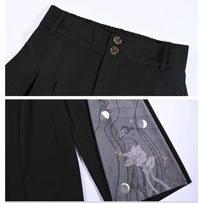 [Old Monster --- Rabbit Series] ★China style pants★ 2color Gaucho pants bottoms Black Black Pink