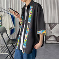 Load image into Gallery viewer, [LANGGUANGHU Series]★Shirt with tie★ 4 colors, floral pattern, casual, Harajuku style, unisex, men's green, black, white, blue
