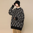 Load image into Gallery viewer, [Ushiomiomi Series] ★Sweater★ 3color Knit Tops Unisex Men's Plaid Pattern Gray Green Black
