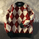 [NANSHIYUN Series] ★Sweater★ 2color Tops Christmas Plaid Diamond Shape Cute New Year Date Red Pink