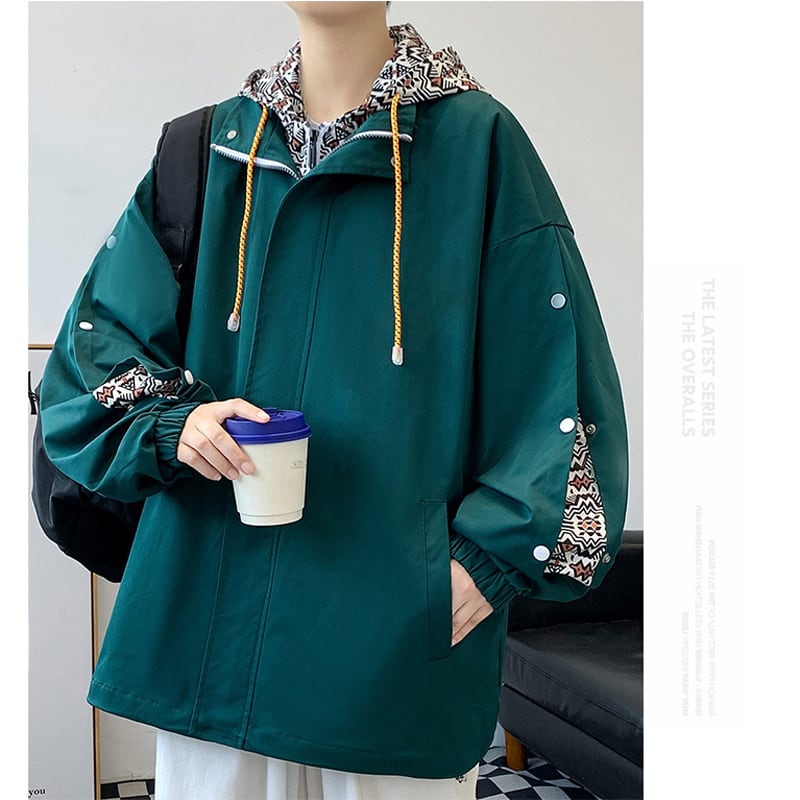 [Senke Nishiki Series]★Jacket★ 4color outerwear unisex men's fake layered green black blue yellow