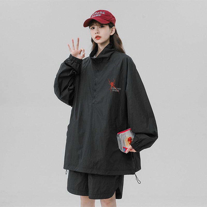 [CHAOMEICHEN Series]★Setup★ 3color outerwear + shorts, unisex, men's sun protection, spider