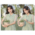 Load image into Gallery viewer, [NANMOSEN Series] ★China style dress★ Short sleeve dress, China button, cute, improves temperament, green
