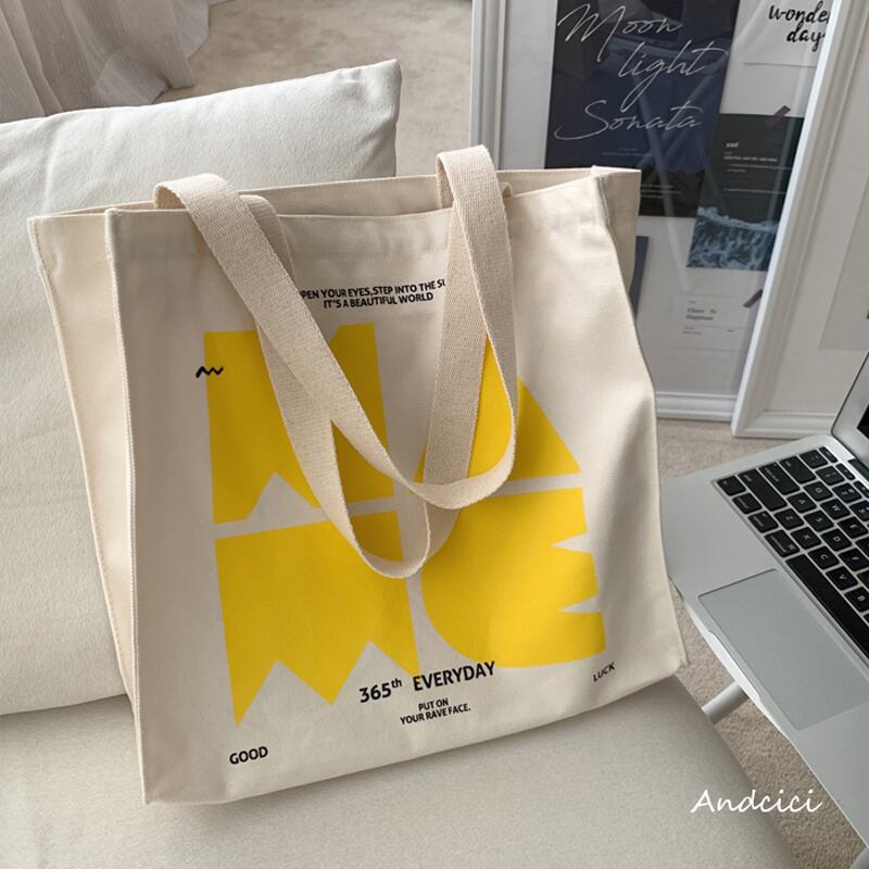 [Andcici series] ★Bag★ 5color tote bag canvas large capacity date commuting to school alphabet