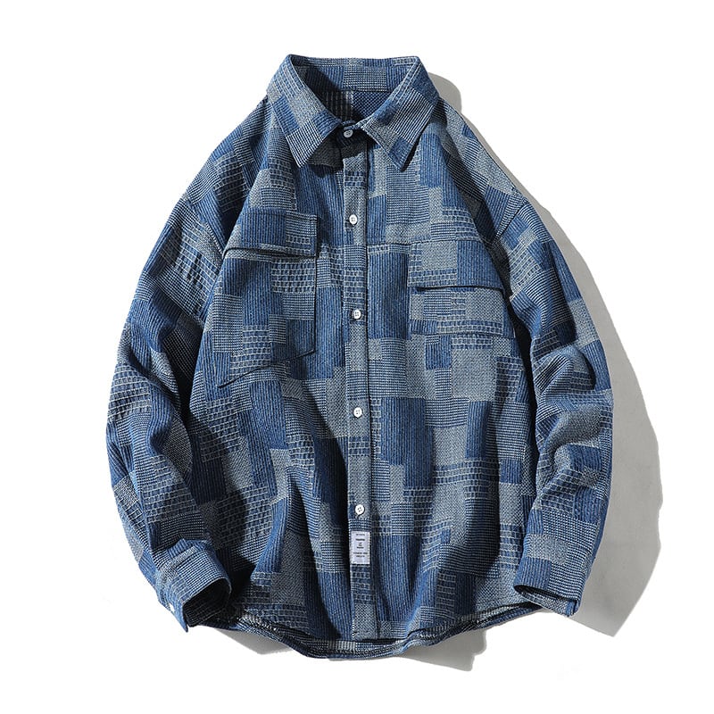 [BIGEMAN Series]★Shirt★ Outerwear 2color Unisex Men's Large Size Plaid Pattern Retro