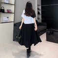 Load image into Gallery viewer, [PANGSAO series]★Shirt dress★ Long length irregular color scheme commuting date office lady large size black black
