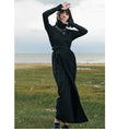 Load image into Gallery viewer, [Daiseiryusu Series] ★Skirt★ Long length slim bottoms wrap skirt sexy simple black black plain
