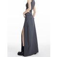 Load image into Gallery viewer, [EDX Series]★Skirt with belt★ 2color bottoms long skirt black gray high-looking slit fashionable
