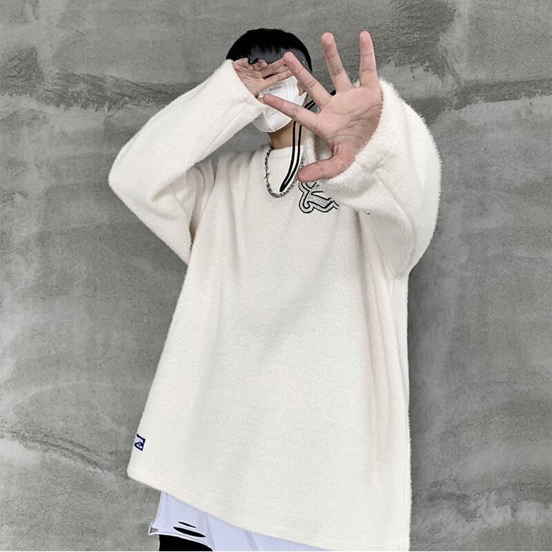 [YOULIN Series]★Sweater★ 2color Tops Casual Unisex Men's Alphabet Black White