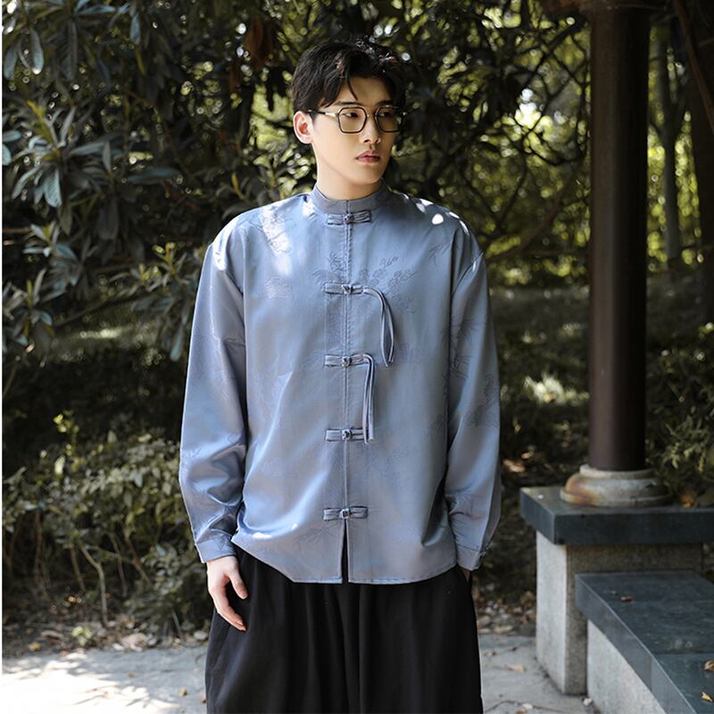 [JUNYI Series]★Chinese-style shirt★7 sizes to choose from, 3 colors, Chinese-style tops, Chinese buttons, long-sleeved shirts, improves your temperament, Chinese clothes, black, red, blue