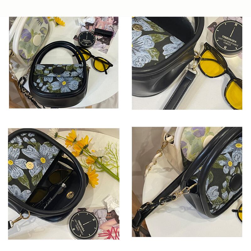 [DAZE &amp; ERPANG series] ★Shoulder bag★ 2color oil painting style floral pattern cute date commuting OL office