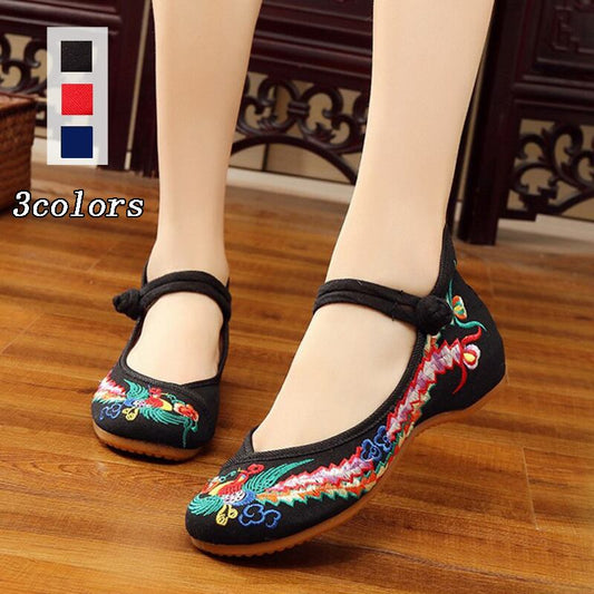 3colors Embroidery Shoes Handmade Shoes Chinese Shoes Chinese Style Shoes Chinese Style Buttons Tang Suit Hanfu Shoes Ethnic Style Retro Zook Rubber 34 35 36 37 38 39 40 41 Black Red Blue