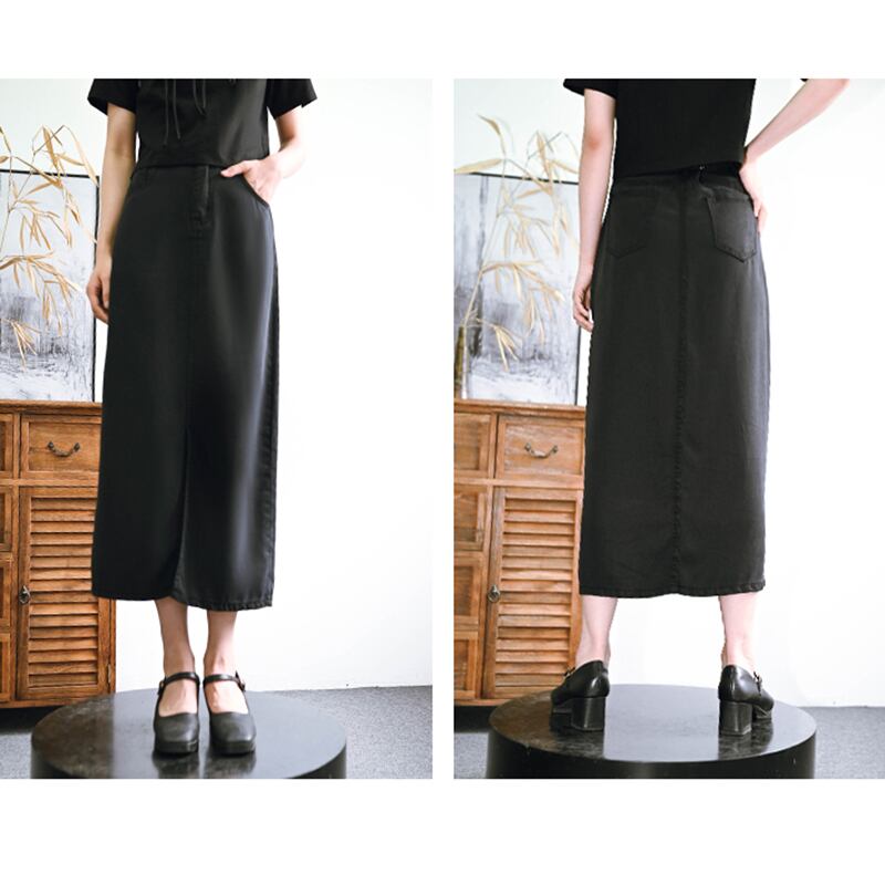 [Kokaisha---Kyouka Suigetsu Series]★China style skirt★Bottoms Black Black Plain Easy to match