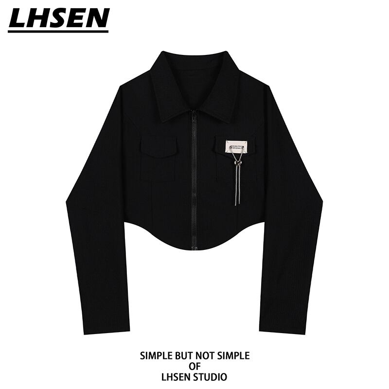 [LHSEN Series] ★Tops★ 2color Women's Simple Short Length Easy to Match Black Apricot