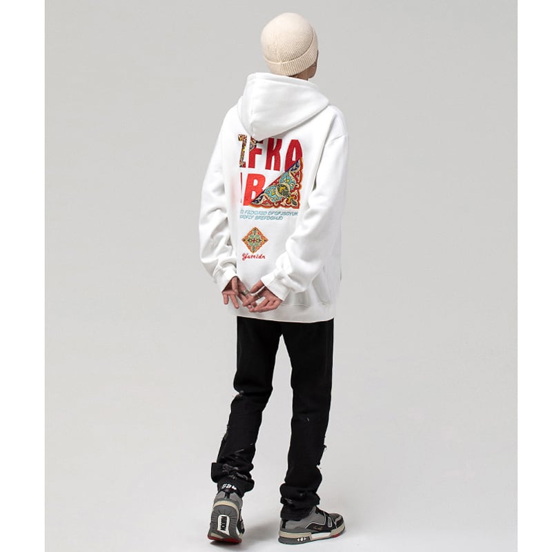 [CHAOJIEQU series] ★China style hoodie★ 2color tops unisex men's embroidery casual black white