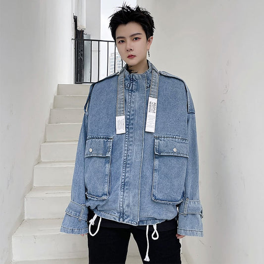 [Kouisha Series]★Denim Jacket★ Outerwear Unisex Men's Blue Blue SML XL Cool