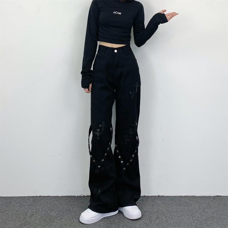 [MGJM Series]★Casual Pants★ Pants Unisex Men's Alphabet Unique Black Black Design