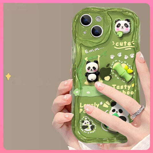 [DKF Series]★Mobile Case★ Panda Bamboo Green iPhone iPhone14 iPhone13 iPhone12/11/7/8XS