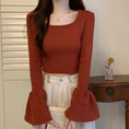 Load image into Gallery viewer, [Insufficient Moe Series]★Knit Tops★ 4color Tops Flare Sleeve Slim Slimming Black White Red Pink
