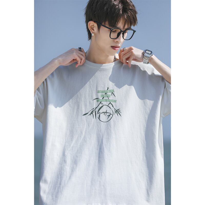 [MANYSTON Series]★T-shirt★ Tops 3color Unisex Men's Short Sleeve White Black Green