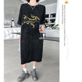 Load image into Gallery viewer, [YIDAO Series] ★T-shirt dress★ Print retro loose casual summer clothes black black
