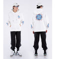 Load image into Gallery viewer, [Machiha clan series] ★China style hoodie★ 2color black or white embroidery wave goldfish alphabet black white
